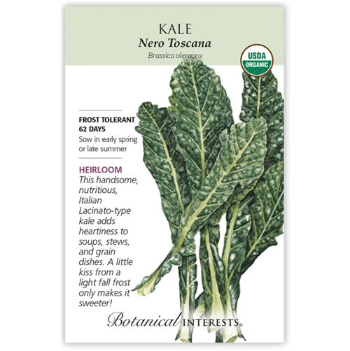 Botanical Interest's Nero Tuscana Kale seed packet.