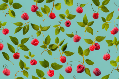A lush raspberry bush with ripe berries under the warm sunlight