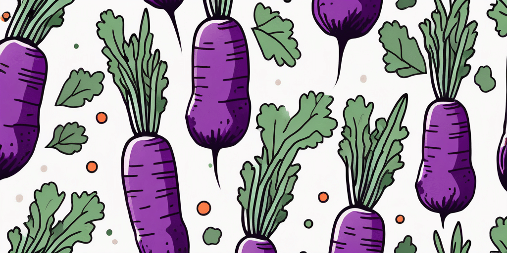 Vibrantly colored cosmic purple carrots being harvested from a star-studded