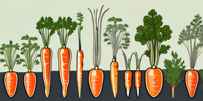 Mokum carrots at different stages of growth in a garden