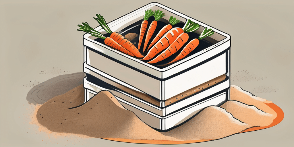 Freshly harvested carrots being placed in a container with layers of moist sand