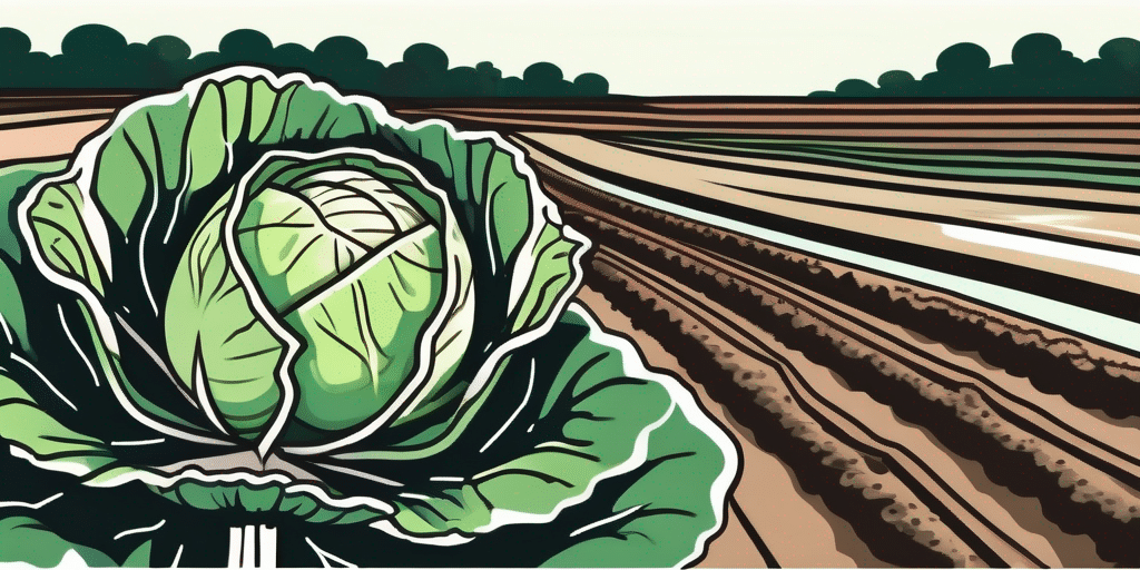 A cabbage field with visible roots beneath the soil
