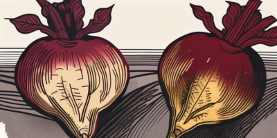 A pair of detroit dark red beets and golden beets