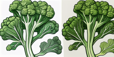 Calabrese broccoli and chinese broccoli side by side