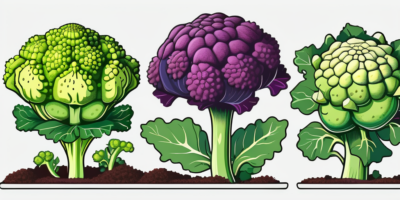 A vibrant romanesco cauliflower in different stages of growth