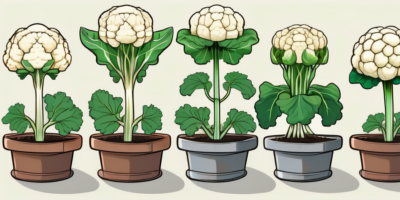 Self blanching cauliflower plants in different stages of growth