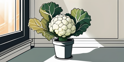 A cauliflower plant flourishing in an indoor pot