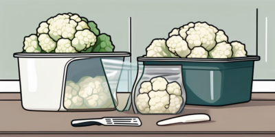 A self-blanching cauliflower in a storage container