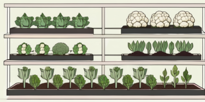 Snow crown cauliflower plants in different stages of growth