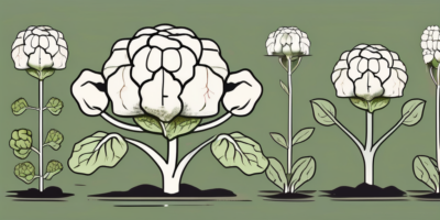 A snow crown cauliflower plant thriving in a garden