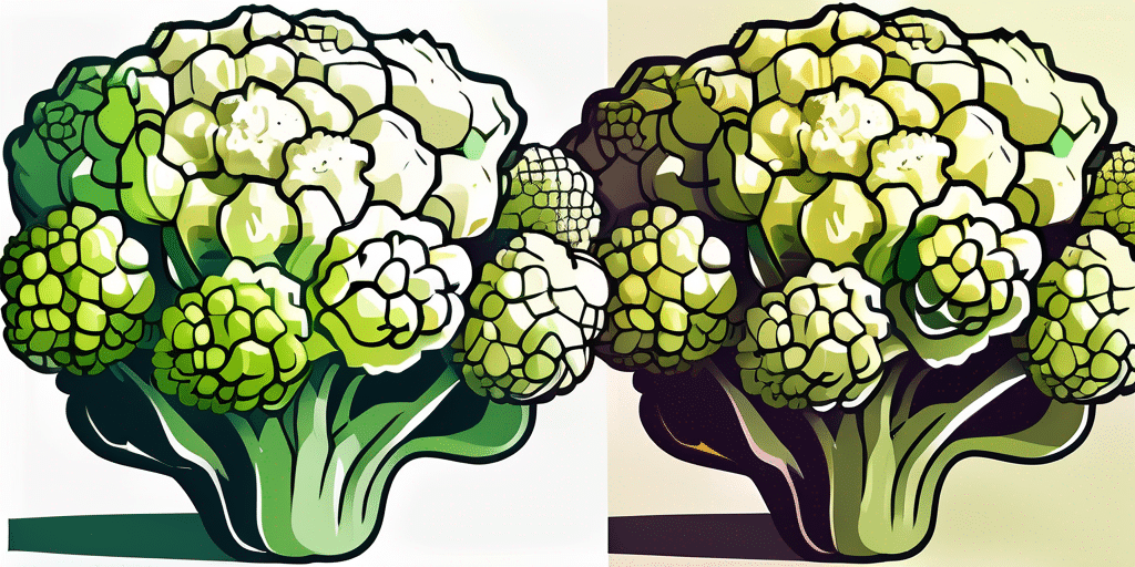 An amazing cauliflower and a romanesco cauliflower side by side