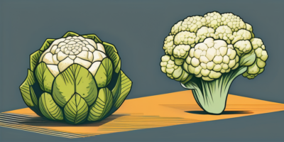 A cheddar cauliflower and a romanesco cauliflower side by side