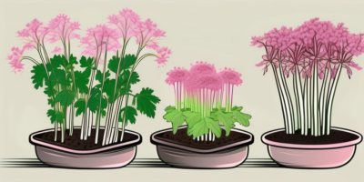 Chinese pink celery plants in various stages of growth