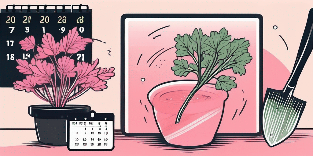Chinese pink celery in a pot