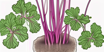 Chinese pink celery plants in a garden setting
