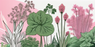 A garden scene showcasing chinese pink celery plants thriving among its companion plants