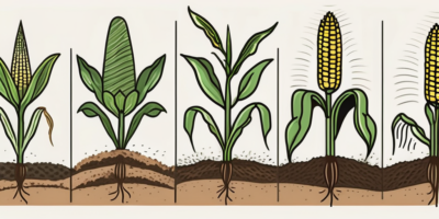 Various stages of corn growth in the fertile soil of missouri