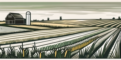 A corn field in north dakota with a backdrop of its iconic landscape