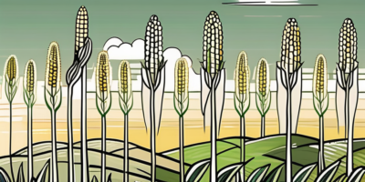 A fertile texas landscape with rows of corn plants at different stages of growth