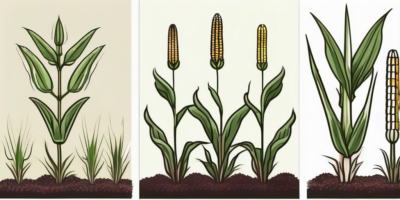 Ruby queen corn plants at different stages of growth