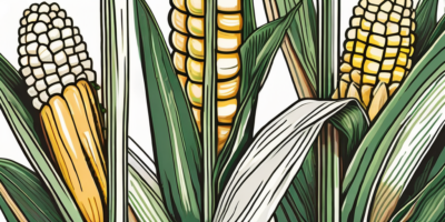 A vibrant corn field with close-up details of serendipity corn stalks