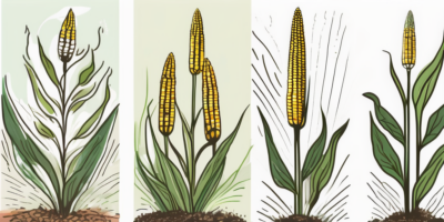 A vibrant trinity corn plant in various stages of growth