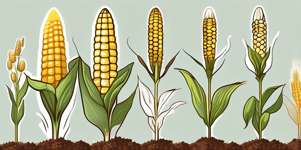 Several stages of honey select corn growth