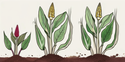 Ruby queen corn plants at different stages of growth