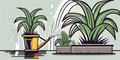 A silver king corn plant being watered with a watering can