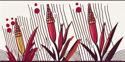 Ruby queen corn stalks in a field with a depiction of fertilizer being spread around them