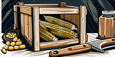 A rustic wooden crate filled with fresh montauk corn