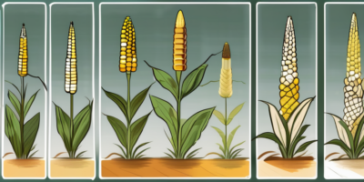 Honey select corn plants at various stages of growth in a typical michigan landscape