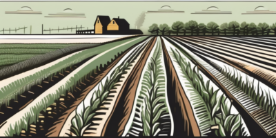 A scenic rhode island farm landscape with rows of corn plants at different stages of growth