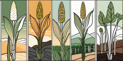 The montauk corn plant in various stages of growth