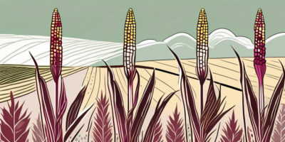 Ruby queen corn stalks thriving in an idaho landscape