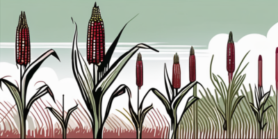 Ruby queen corn stalks thriving in a wisconsin landscape