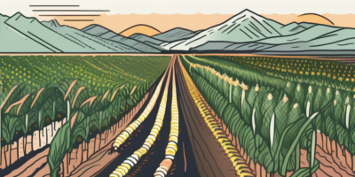 A scenic utah landscape with rows of flourishing corn plants