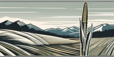 Lush silver king corn stalks growing in a field with the scenic backdrop of montana's mountains