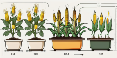 Honey select corn plants at different stages of growth in a garden setting