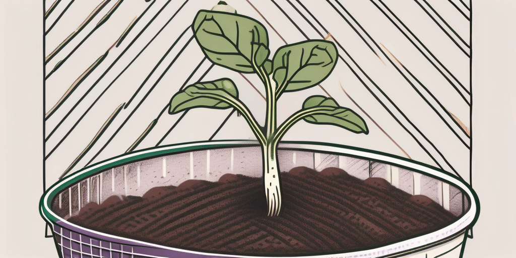 A kamo eggplant seedling being planted in a garden