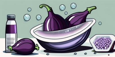 A diamond eggplant being carefully placed inside a storage container