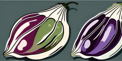 A diamond eggplant and a shikou eggplant side by side