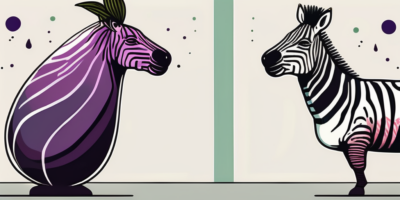 A shikou eggplant and a zebra eggplant side by side