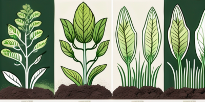 Green curled endive plants at various stages of growth