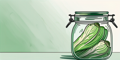 Fresh green curled endive being stored in a glass container