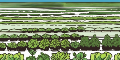 A vibrant lettuce field in texas with various stages of growth