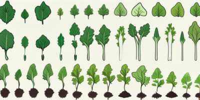 An oak leaf lettuce plant in various stages of growth