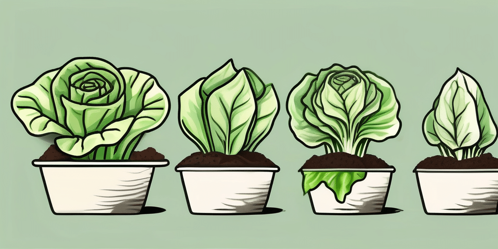 Several stages of little gem lettuce growth