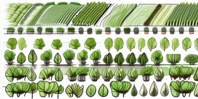 A garden layout showing different patterns of tom thumb lettuce planting with clear spacing between them