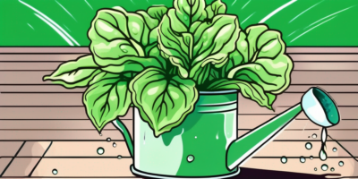 A may queen lettuce plant being watered by a watering can